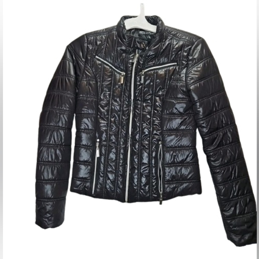 laundry by shelli segal Black Quilted Ribbed womens Fall Winter jacket Size S